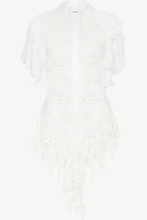 Chloé Mini-robe ajustée en coton et dentelle guipure Femme Taille 36 100% coton, Pinctada Maxima, Farmed, COO Australia