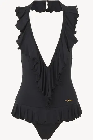 Chloé Maillot de bain une pièce col V à volants Femme Taille 42 82% Polyamide, 18% Élasthanne