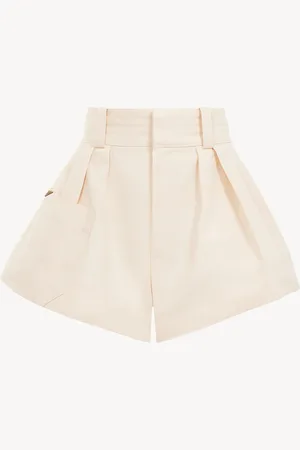 Chloé Mini-short taille haute en toile de coton Femme Taille 36 100% coton, Horn Bubalus Bubalis, Farmed, COO India