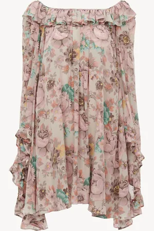 Chloé Mini robe encolure bateau à volants en crêpe de chine Femme Taille 38 100% Soie