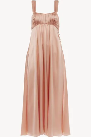 Chloé Robe longue sans manches froncée en satin de soie Femme Taille 34 100% Soie