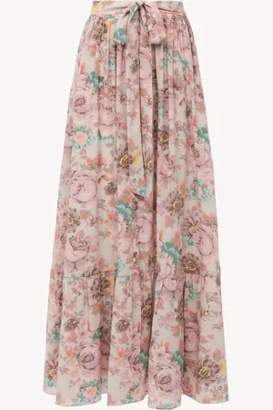 Chloé Jupe midi froncée en crêpe de chine Femme Taille 42 100% Soie, Pinctada Maxima, Farmed, COO Australia