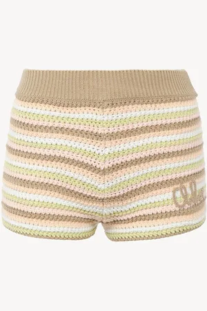 Chloé Mini short taille haute en crochet de coton à logo Femme Taille S 100% coton