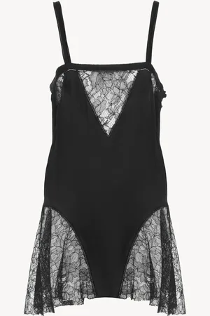 Chloé Mini-robe sans manches en charmeuse de soie et dentelle Femme Taille 34 100% Soie