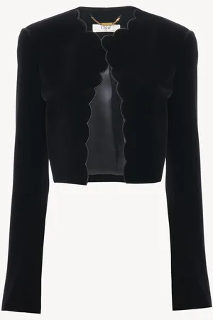 Chloé Veste spencer festonnée en velours Femme Taille 40 100% coton
