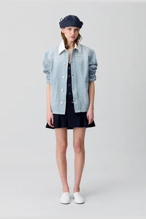 Claudie Pierlot Veste denim gabardine à rayures