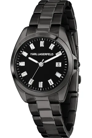 Karl Lagerfeld Montre pour femme en Acier InoxydableAcier Inoxydable en forme de rond de forme Rond, couleur : NOIR, SUNRAY, fonctionnalités : 5 ATM
