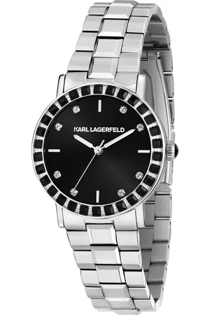 Karl Lagerfeld Montre pour femme en Acier InoxydableAcier Inoxydable en forme de rond de forme Rond, couleur : NOIR, SUNRAY, fonctionnalités : 5 ATM