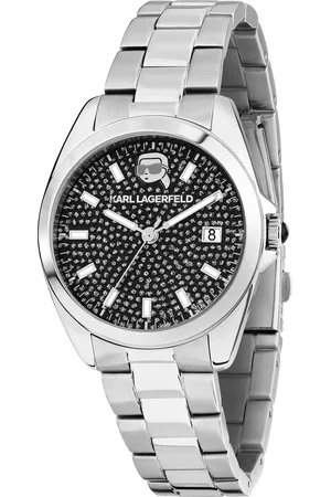 Karl Lagerfeld Montre pour femme en Acier InoxydableAcier Inoxydable en forme de rond de forme Rond, couleur : NOIR, DIAMOND DUST, fonctionnalités : 5