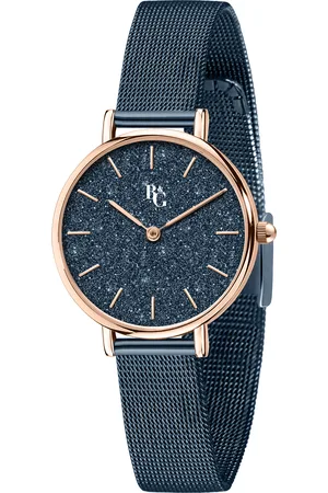 B&G Montre pour femme en AlliageAcier en forme de rond de forme Rond, couleur : BLEU, DIAMOND DUST, fonctionnalités : WATER PROOF - 0.040 g - R385325