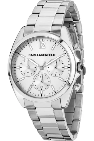 Karl Lagerfeld Montre pour femme en Acier InoxydableAcier Inoxydable en forme de rond de forme Rond, couleur : ARGENT, SUNRAY, fonctionnalités : 5 ATM