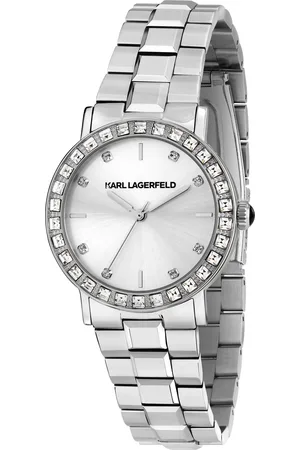 Karl Lagerfeld Montre pour femme en Acier InoxydableAcier Inoxydable en forme de rond de forme Rond, couleur : ARGENT, SUNRAY, fonctionnalités : 5 ATM