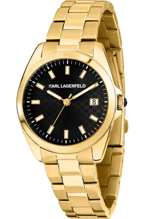 Karl Lagerfeld Montre pour femme en Acier InoxydableAcier Inoxydable en forme de rond de forme Rond, couleur : NOIR, SUNRAY, fonctionnalités : 5 ATM