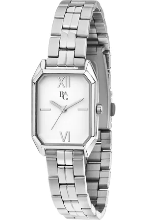 B&G Montre pour femme en AlliageAcier en forme de rectangulaire de forme Rectangulaire, couleur : BLANC, MAT, fonctionnalités : 3 ATM - 0.066 g - R38