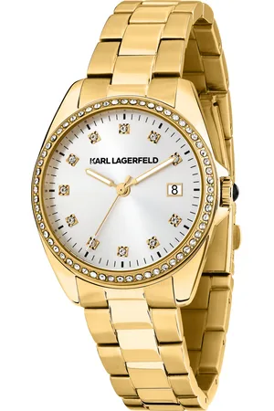 Karl Lagerfeld Montre pour femme en Acier InoxydableAcier Inoxydable en forme de rond de forme Rond, couleur : ARGENT, SUNRAY, fonctionnalités : 5 ATM