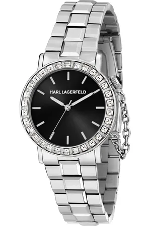 Karl Lagerfeld Montre pour femme en Acier InoxydableAcier Inoxydable en forme de rond de forme Rond, couleur : NOIR, SUNRAY, fonctionnalités : 5 ATM