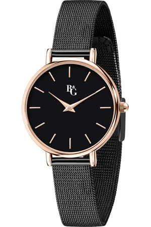 B&G Montre pour femme en AlliageAcier en forme de rond de forme Rond, couleur : NOIR, fonctionnalités : 3 ATM - 0.045 g - R3853252544