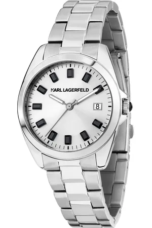 Karl Lagerfeld Montre pour femme en Acier InoxydableAcier Inoxydable en forme de rond de forme Rond, couleur : ARGENT, SUNRAY, fonctionnalités : 5 ATM