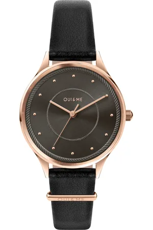 Oui&Me Montre pour femme en Acier RecycléCuir Véritable en forme de rond de forme Rond, couleur : GRIS, fonctionnalités : 5 ATM - 0.035 g - ME010235