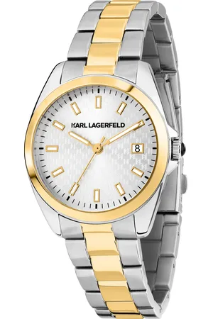 Karl Lagerfeld Montre pour femme en Acier InoxydableAcier Inoxydable en forme de rond de forme Rond, couleur : ARGENT, SUNRAY, fonctionnalités : 5 ATM