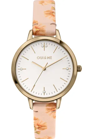 Oui&Me Montre pour femme en Acier RecycléCuir Véritable en forme de rond de forme Rond, couleur : BLANC, fonctionnalités : 5 ATM - 0.035 g - ME010305
