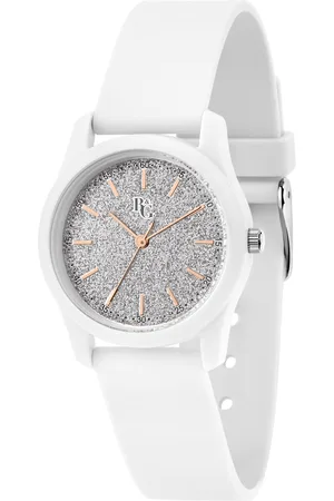 B&G Montre pour femme en PlastiquePolyuréthane en forme de rond de forme Rond, couleur : ARGENT, DIAMOND DUST, fonctionnalités : 3 ATM - 0.020 g - R