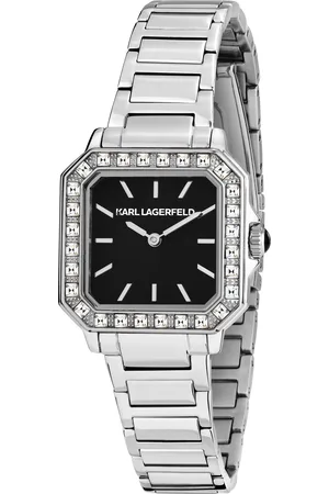 Karl Lagerfeld Montre pour femme en Acier InoxydableAcier Inoxydable en forme de carré de forme Carré, couleur : NOIR, MAT, fonctionnalités : 3 ATM