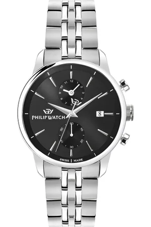 Philip Watch Montre pour homme en AcierAcier en forme de rond de forme Rond, couleur : NOIR, fonctionnalités : 10 ATM - 0.137 g - R8273650002