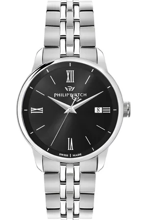 Philip Watch Montre pour homme en AcierAcier en forme de rond de forme Rond, couleur : NOIR, fonctionnalités : 10 ATM - 0.127 g - R8253150012