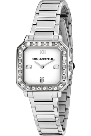 Karl Lagerfeld Montre pour femme en Acier InoxydableAcier Inoxydable en forme de carré de forme Carré, couleur : NOIR, MAT, fonctionnalités : 3 ATM