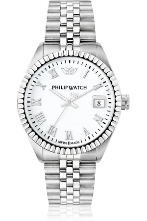 Philip Watch Montre pour homme en AcierAcier en forme de rond de forme Rond, couleur : BLANC, MAT, fonctionnalités : 10 ATM - 0.114 g - R8253597075