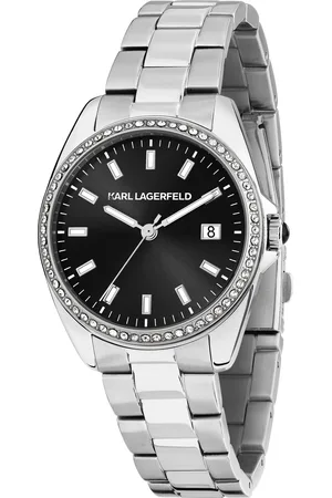 Karl Lagerfeld Montre pour femme en Acier InoxydableAcier Inoxydable en forme de rond de forme Rond, couleur : NOIR, SUNRAY, fonctionnalités : 5 ATM
