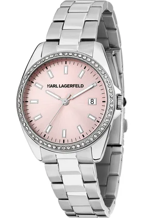 Karl Lagerfeld Montre pour femme en Acier InoxydableAcier Inoxydable en forme de rond de forme Rond, couleur : ROSE, SUNRAY, fonctionnalités : 5 ATM