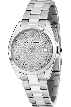 Karl Lagerfeld Montre pour femme en Acier InoxydableAcier Inoxydable en forme de rond de forme Rond, couleur : ARGENT, DIAMOND DUST, fonctionnalités