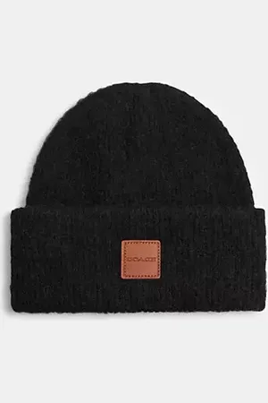 Coach Bonnet en tricot avec pièce écusson en cuir