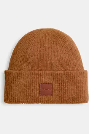 Coach Bonnet en tricot avec pièce écusson en cuir