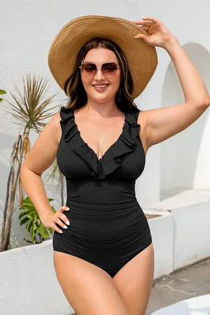 Cupshe Maillot de bain une pièce rétro à volants