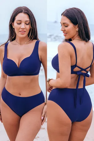 Cupshe Bikini poitrine généreuse taille moyenne à lacer