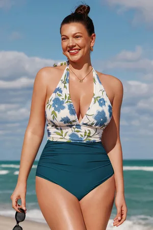 Cupshe Maillot de bain une pièce DD+ floral support bust moyen