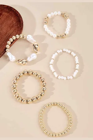 Cupshe Ensemble de bracelets perles et doré