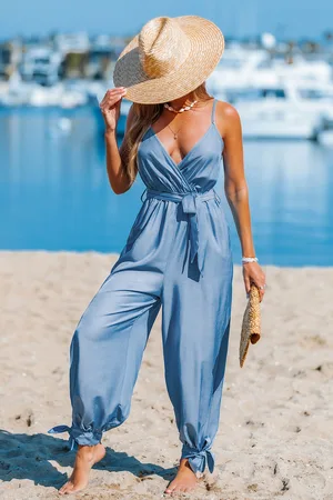 Cupshe Combinaison bleue jambe fuselée sans manches