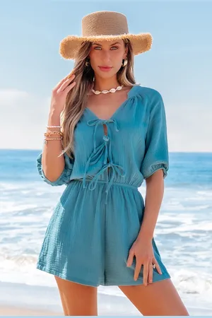 Cupshe Combishort aqua taille élastique jambe droite