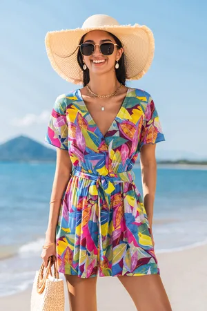 Cupshe Combishort tropical col surplis manches courtes