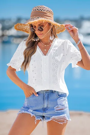 Cupshe Top en tricot manches courtes bouffantes