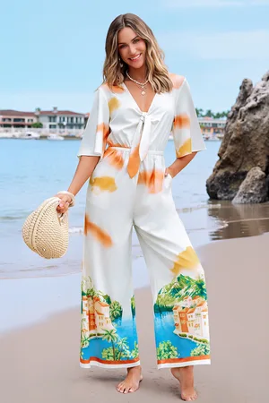 Cupshe Combinaison tropicale demi manches