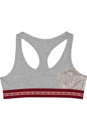 Dim Brassière fille en coton stretch logo métallisé Chiné Sport