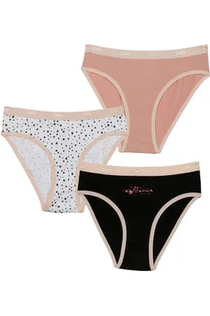 Dim Lot de 3 slips fille coton stretch motif étoiles Noir Les Pockets