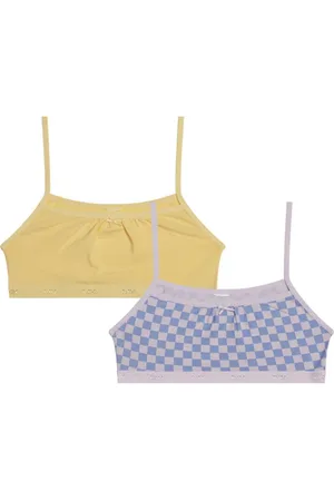 Dim Lot de 2 brassières fille coton stretch Lila motif damier Les Pockets
