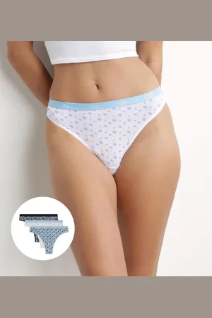 Dim Lot de 3 strings femme en coton stretch Gris à fleurs Les Pockets