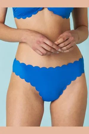 Dim Slip de bain brésilien Scallop en microfibre électrique